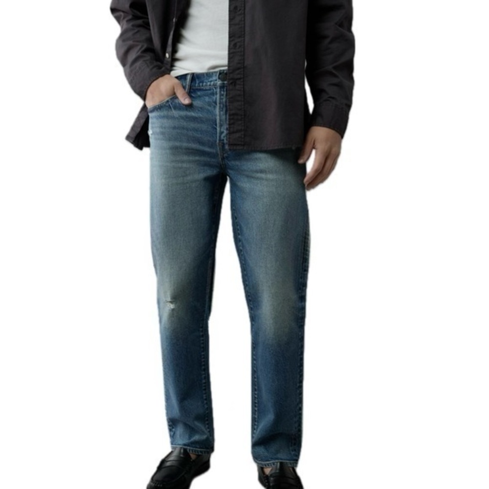 NWT American Eagle Easyflex Straight Jeans New Size 30 X 36 $60 Ripped